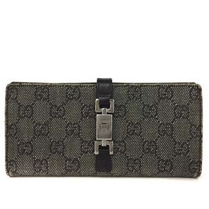 GUCCI Jackie GG Logo Canvas Leather Long Bifold Wallet/6W0239